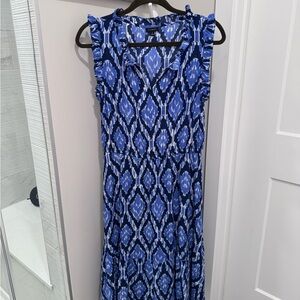Talbots Blue and White Sleeveless Maxi Sundress